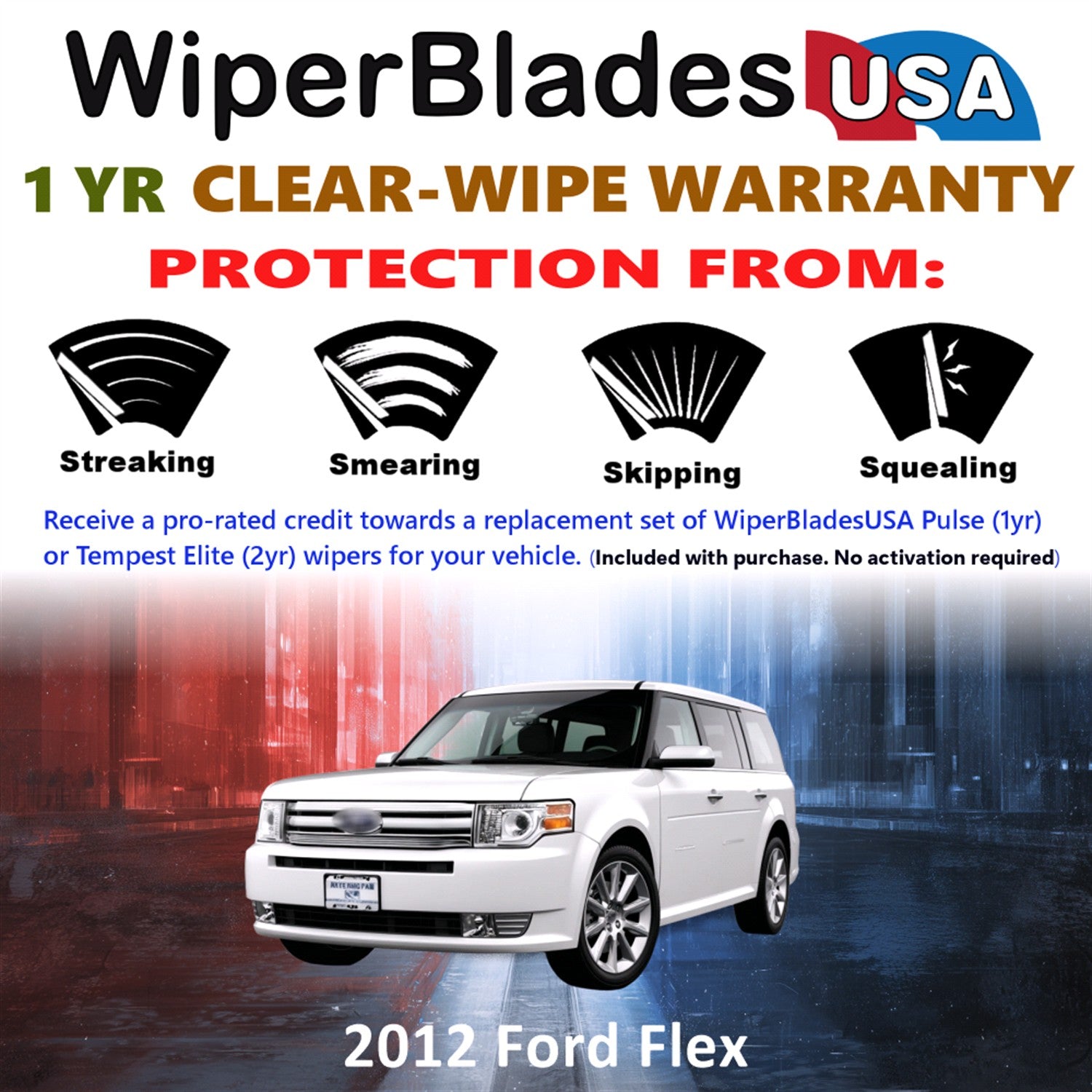 2012 Ford Flex Front Wiper blades Set Includes 1yr Wear Warranty & Free Delivery