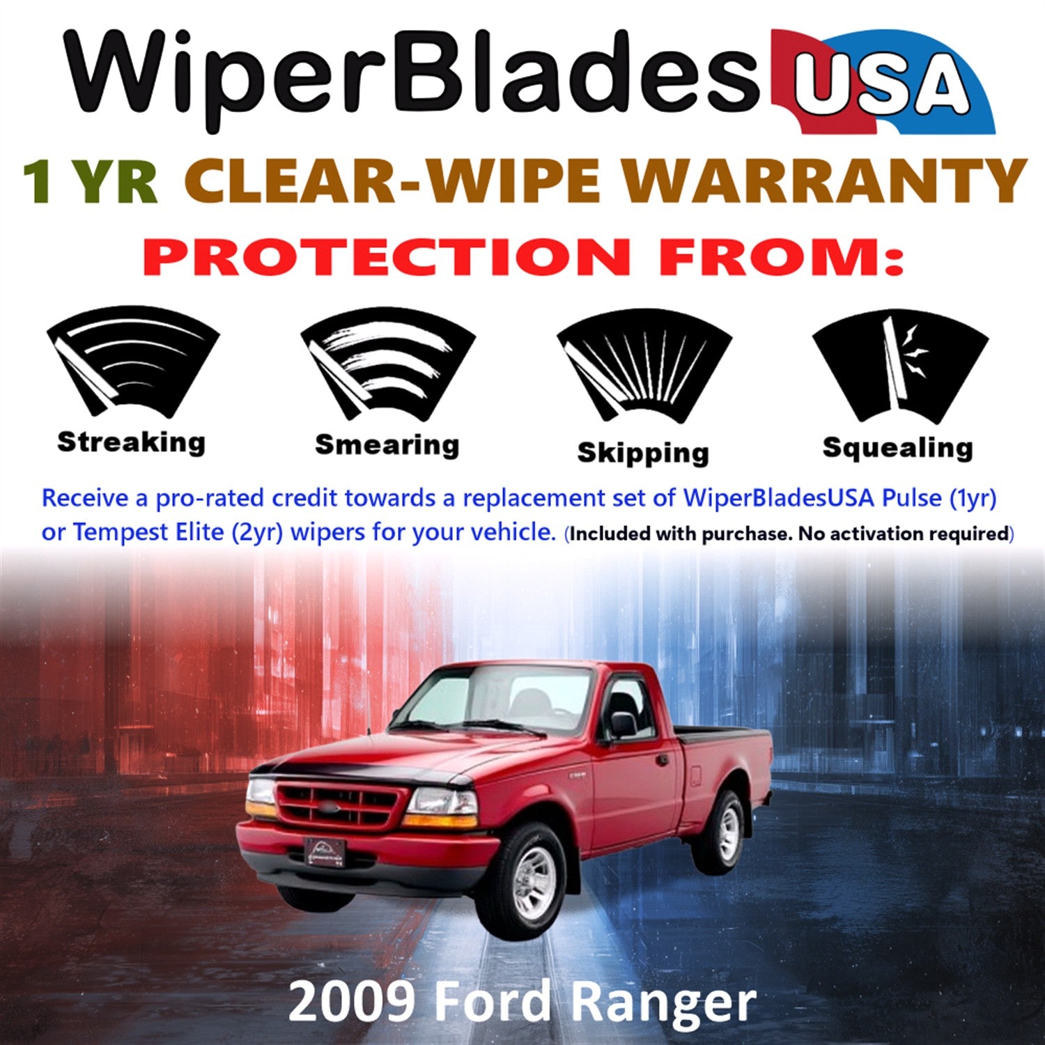 2009 Ford Ranger Front Wiper blades Set Includes 1yr Wear Warranty & Free Delivery