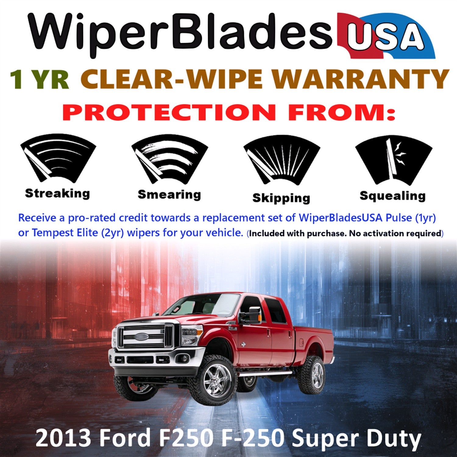 2013 Ford F250 F-250 Super Duty Front Wiper blades Set Includes 1yr Wear Warranty & Free Delivery