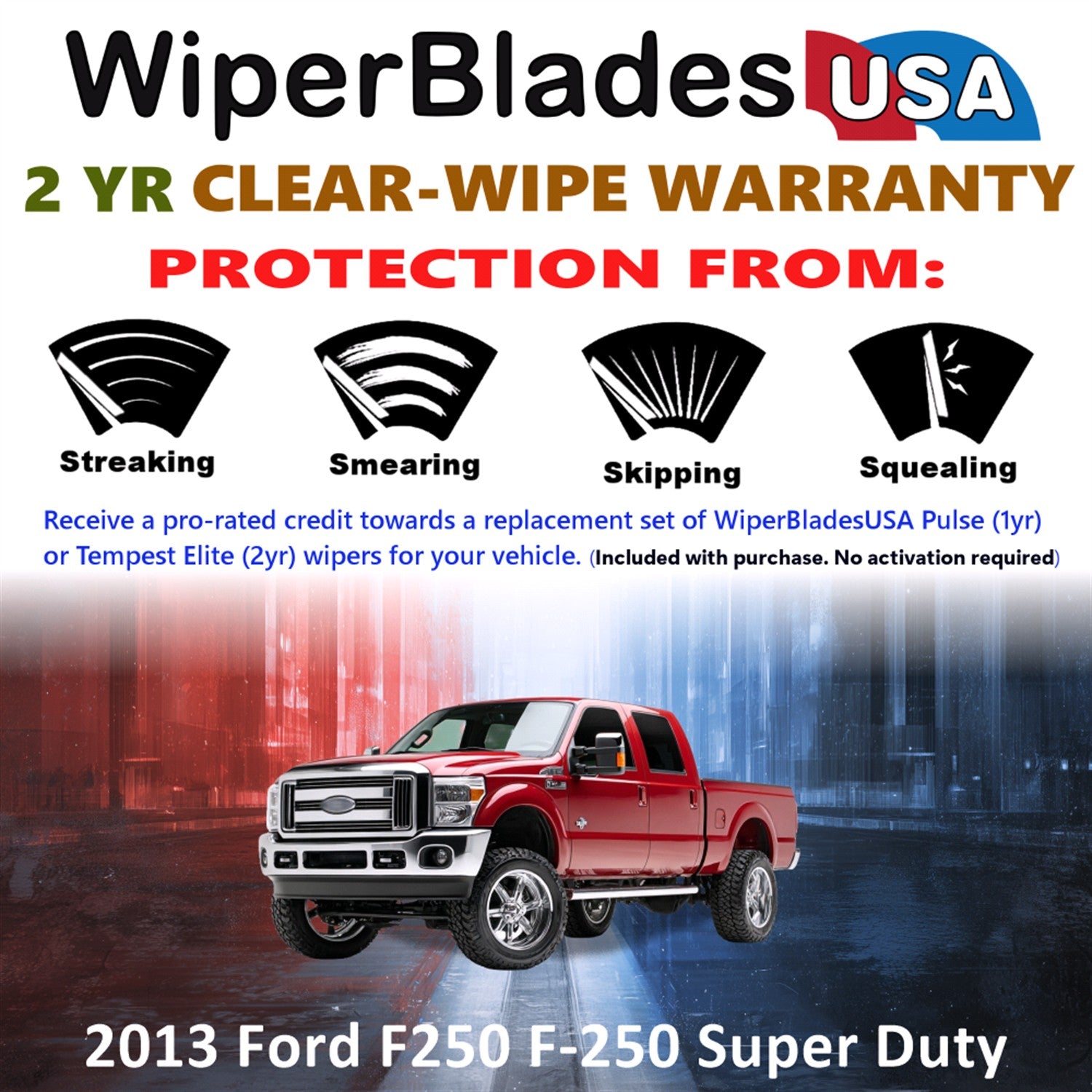2013 Ford F250 F-250 Super Duty Front Wiper blades Set  Includes 2yr Wear Warranty & Free Delivery