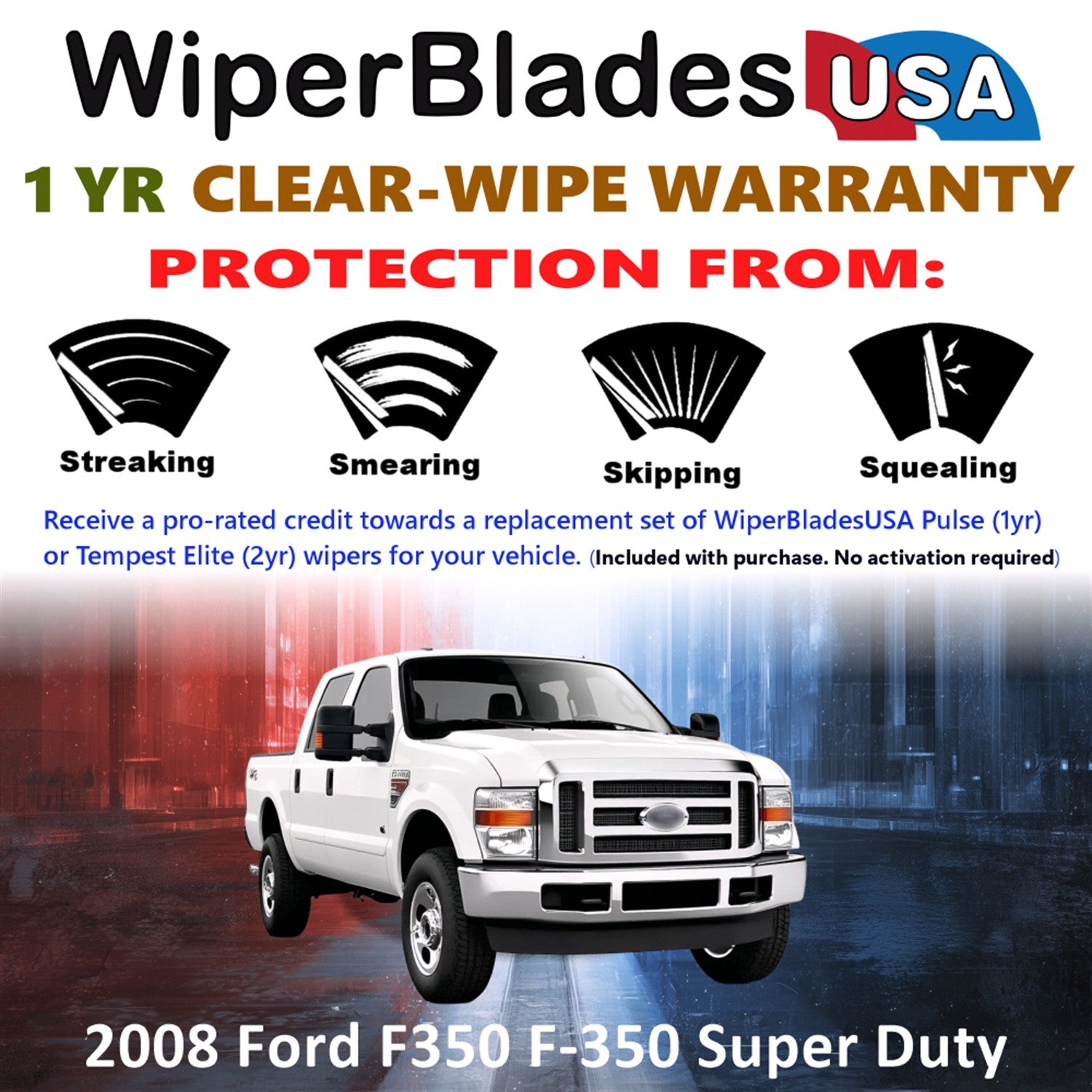 2008 Ford F350 F-350 Super Duty Front Wiper blades Set Includes 1yr Wear Warranty & Free Delivery