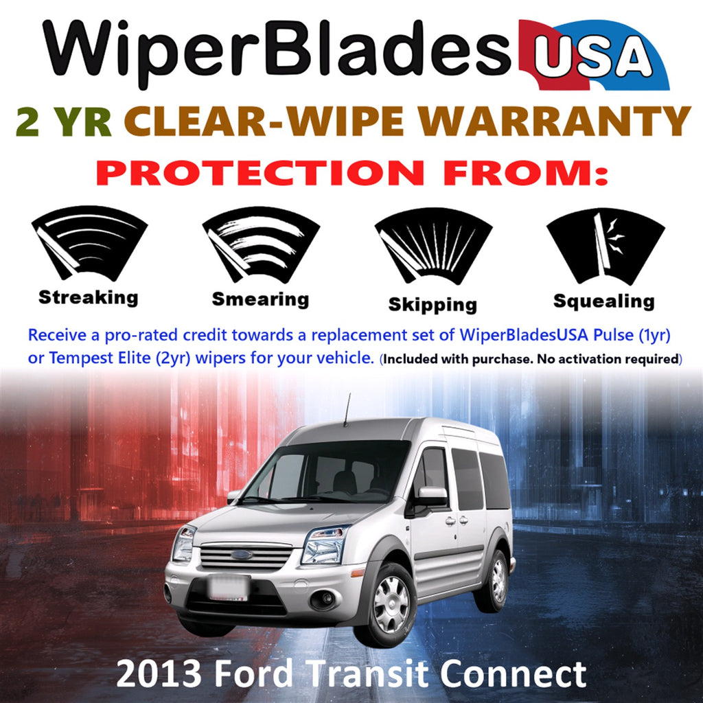 2013 Ford Transit Connect Front w/Rear Wiper blades Set  Includes 2yr Wear Warranty & Free Delivery