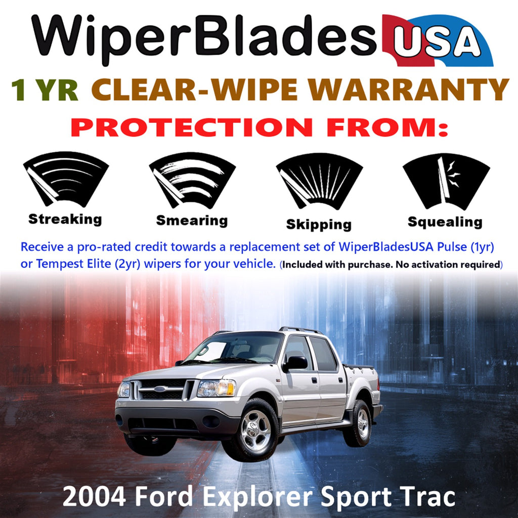 2004 Ford Explorer Sport Trac Front Wiper blades Set Includes 1yr Wear Warranty & Free Delivery
