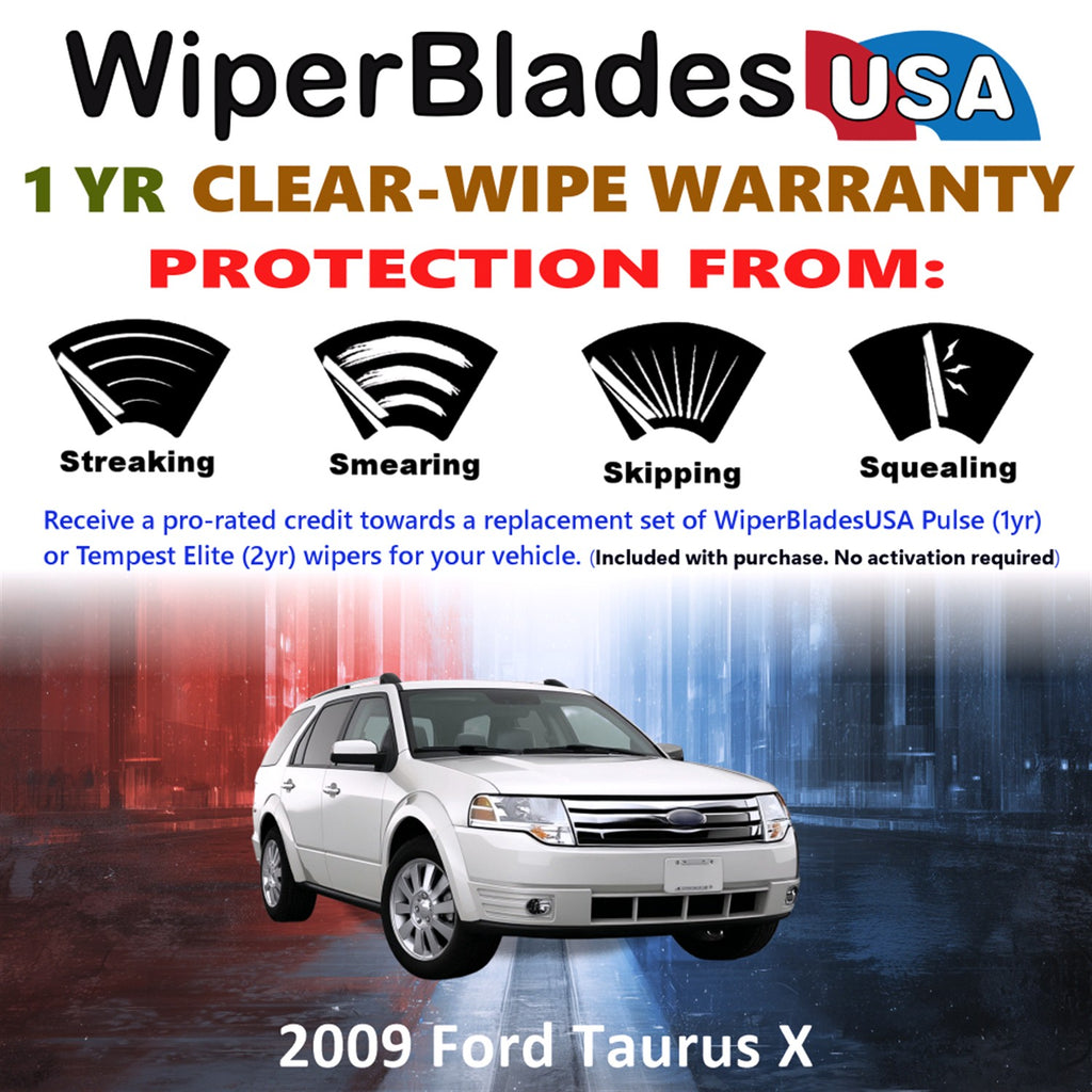 2009 Ford Taurus X Front w/Rear Wiper blades Set Includes 1yr Wear Warranty & Free Delivery