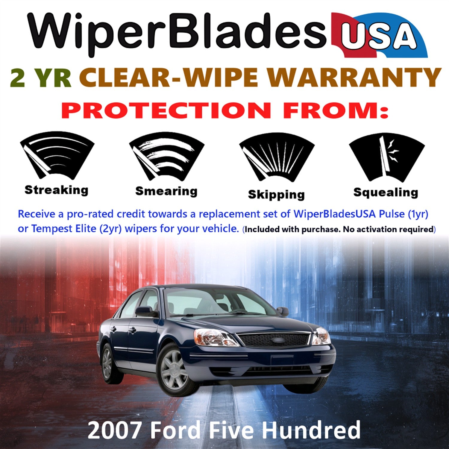 2007 Ford Five Hundred Front Wiper blades Set  Includes 2yr Wear Warranty & Free Delivery