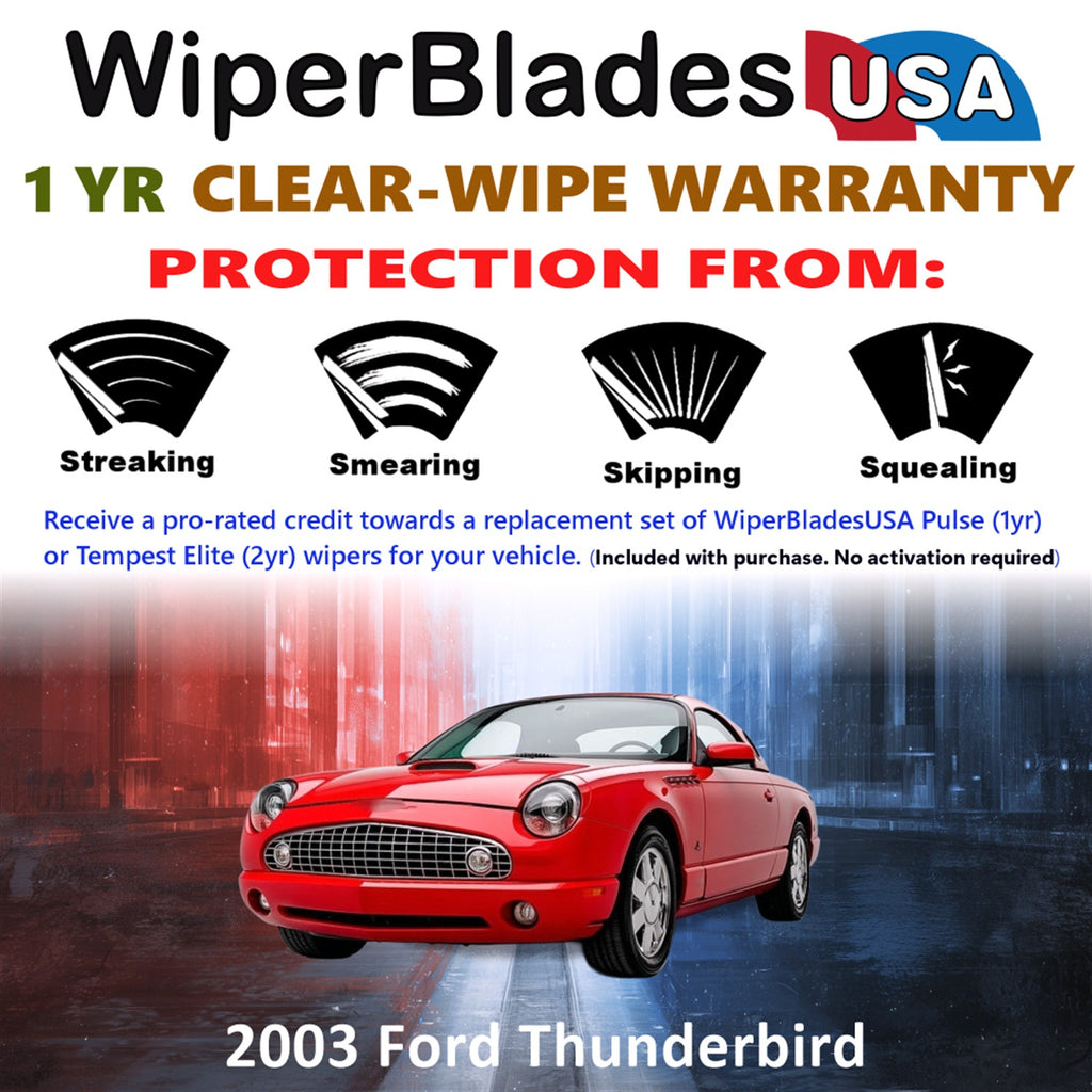 2003 Ford Thunderbird Front Wiper blades Set Includes 1yr Wear Warranty & Free Delivery