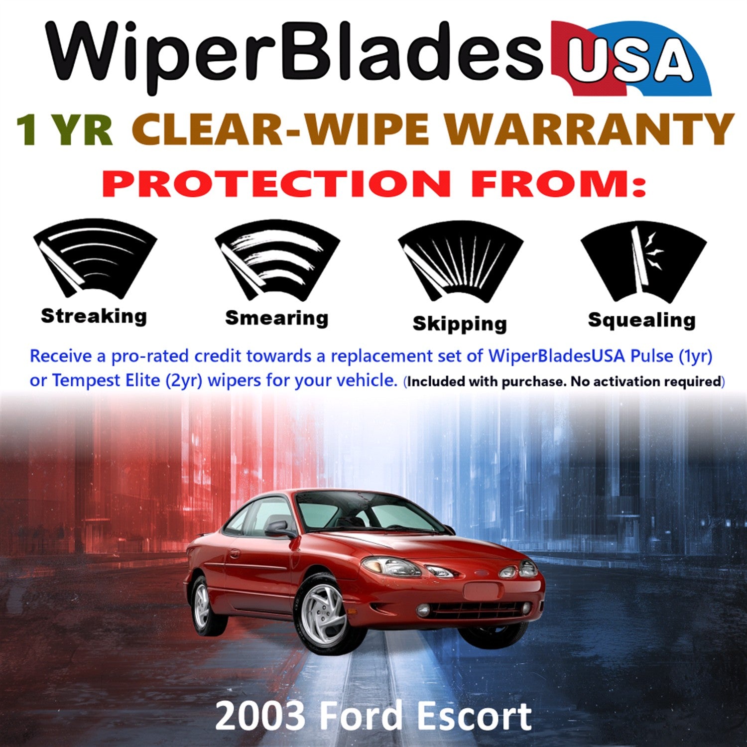 2003 Ford Escort Front Wiper blades Set Includes 1yr Wear Warranty & Free Delivery