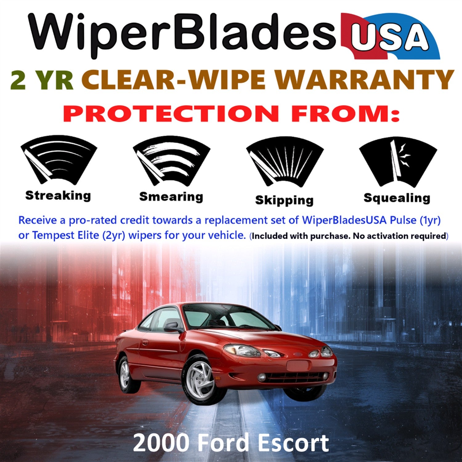 2000 Ford Escort Front Wiper blades Set  Includes 2yr Wear Warranty & Free Delivery