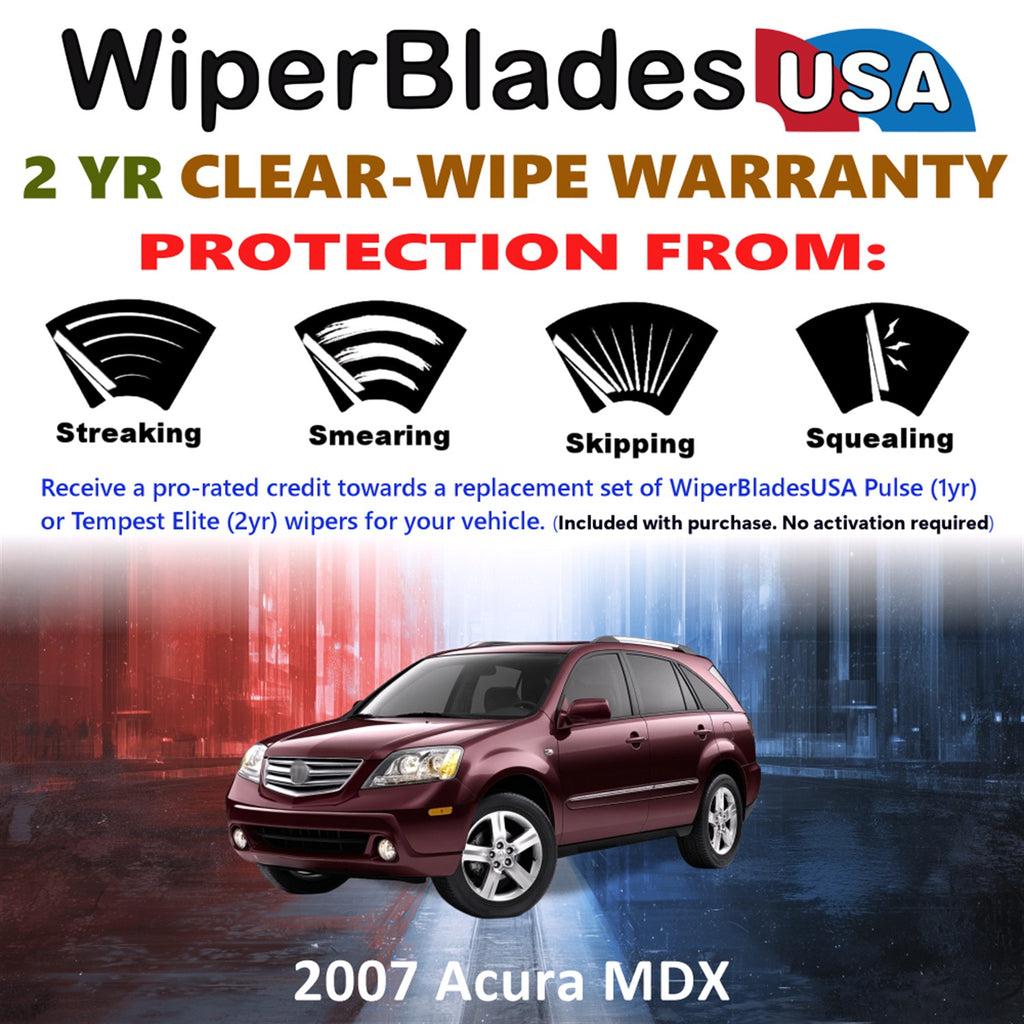 2007 Acura MDX Front w/Rear Wiper blades Set  Includes 2yr Wear Warranty & Free Delivery