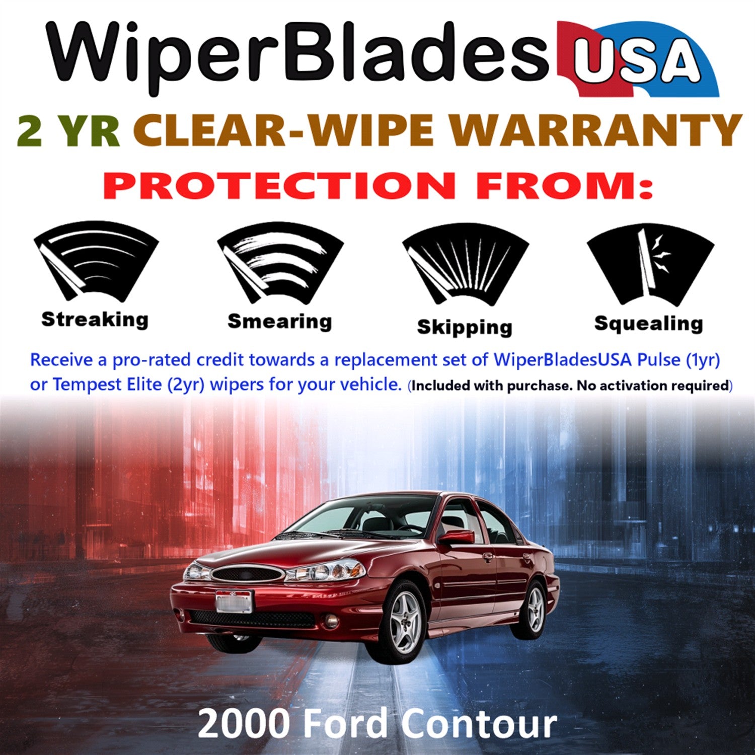 2000 Ford Contour Front Wiper blades Set  Includes 2yr Wear Warranty & Free Delivery
