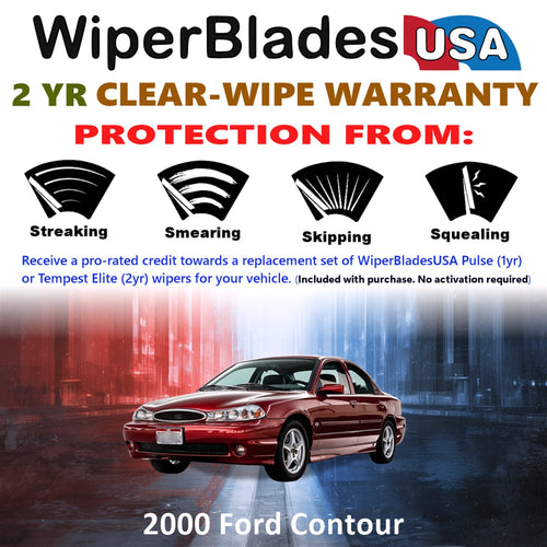 2000 Ford Contour Front Wiper blades Set  Includes 2yr Wear Warranty & Free Delivery