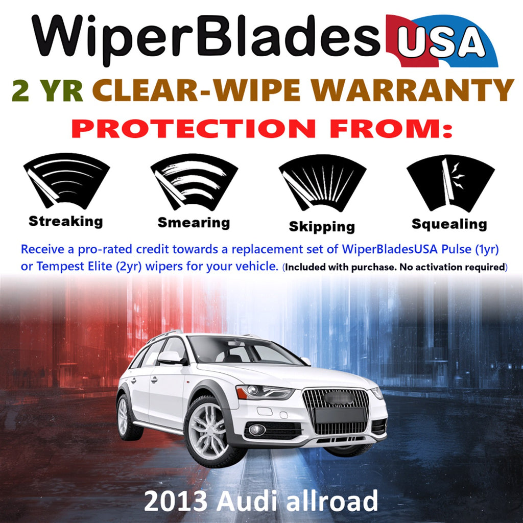 2013 Audi allroad Front w/Rear Wiper blades Set  Includes 2yr Wear Warranty & Free Delivery