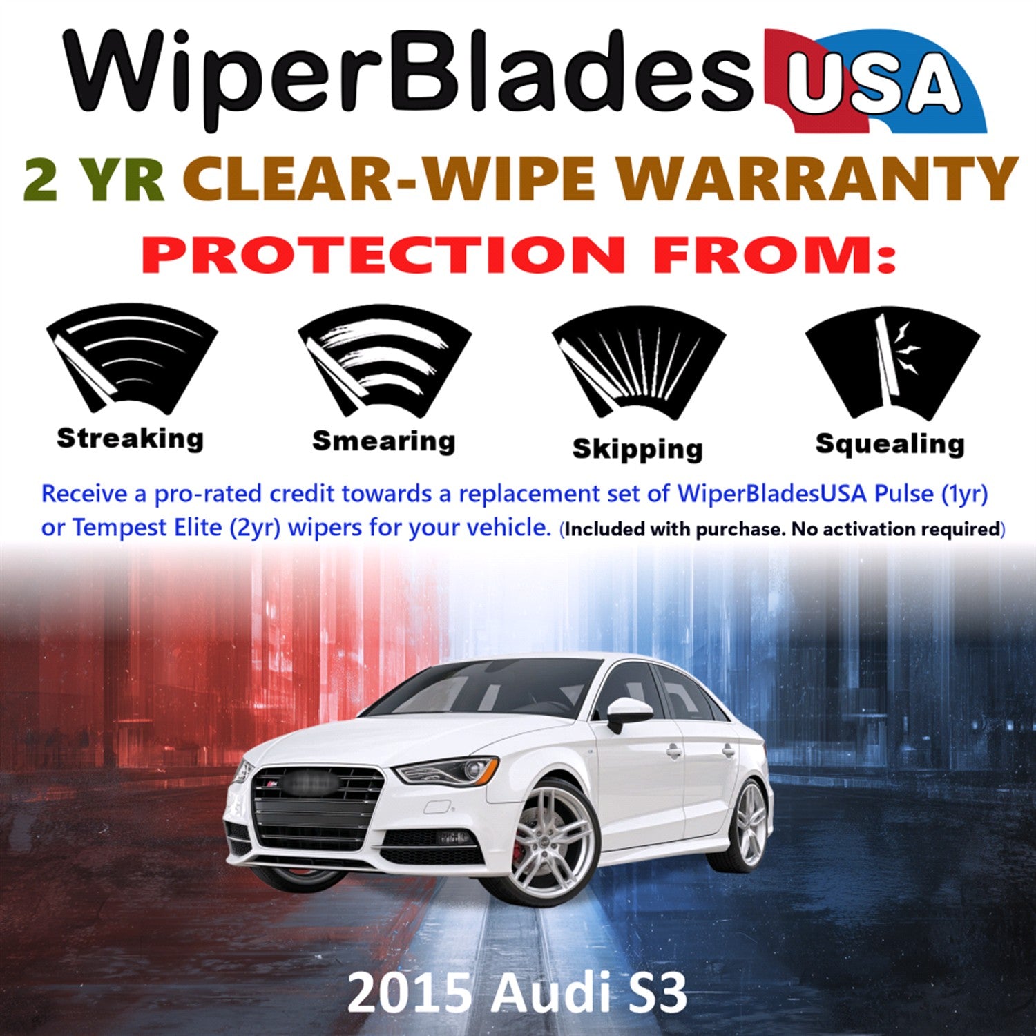2015 Audi S3 Front Wiper blades Set  Includes 2yr Wear Warranty & Free Delivery