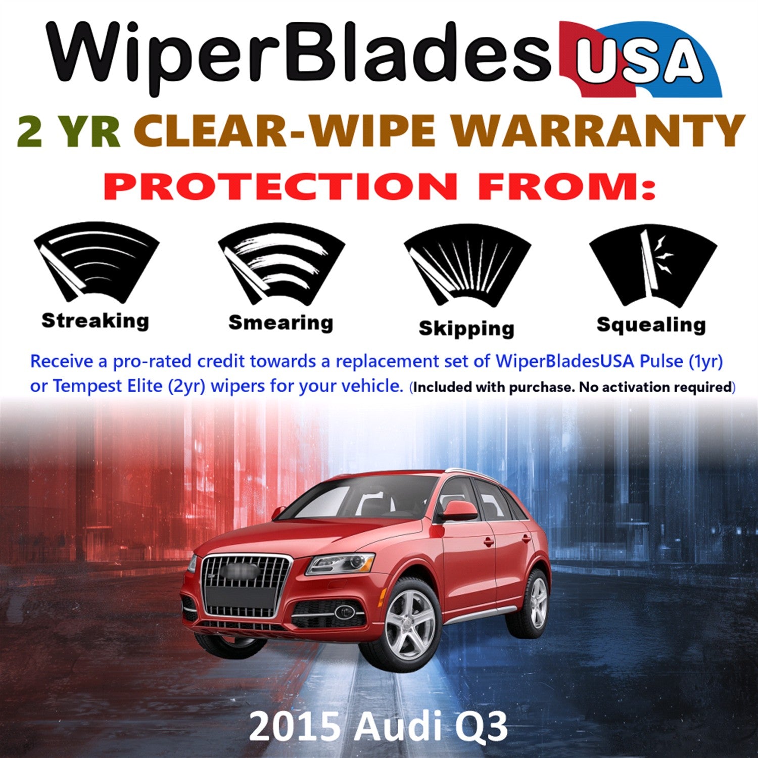2015 Audi Q3 Front Wiper blades Set  Includes 2yr Wear Warranty & Free Delivery