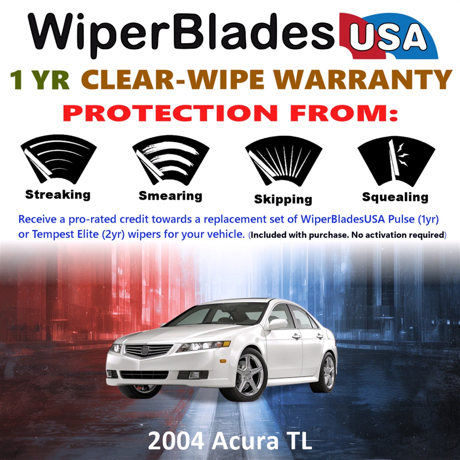 2004 Acura TL Front Wiper blades Set Includes 1yr Wear Warranty & Free Delivery
