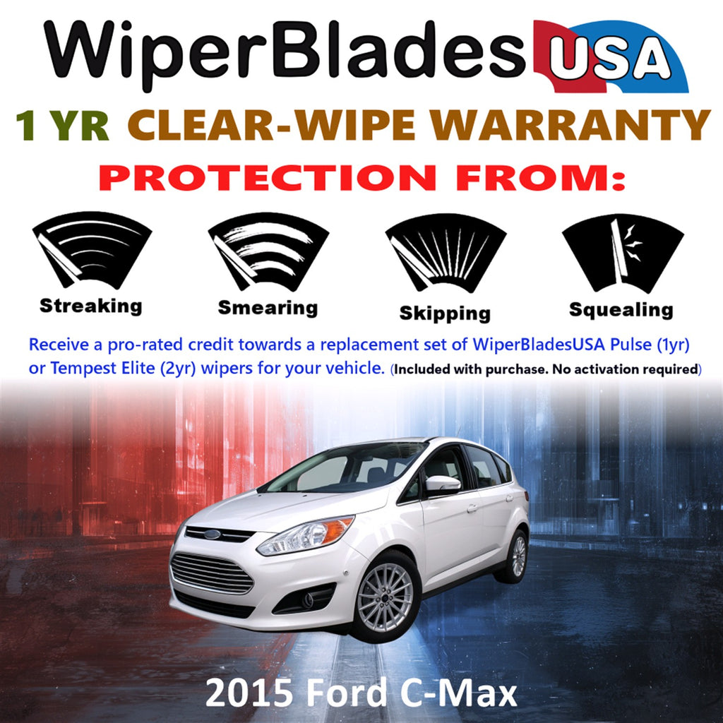 2015 Ford C-Max Front w/Rear Wiper blades Set Includes 1yr Wear Warranty & Free Delivery
