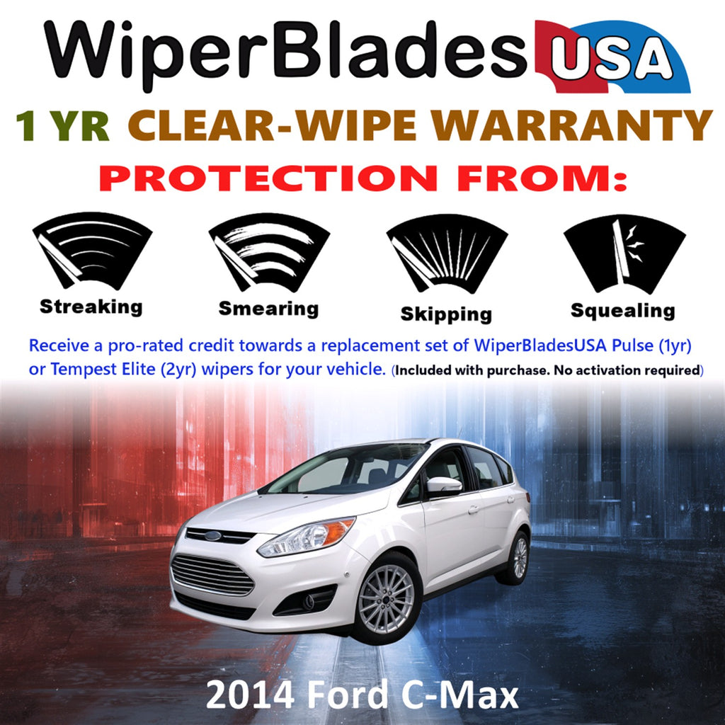 2014 Ford C-Max Front w/Rear Wiper blades Set Includes 1yr Wear Warranty & Free Delivery