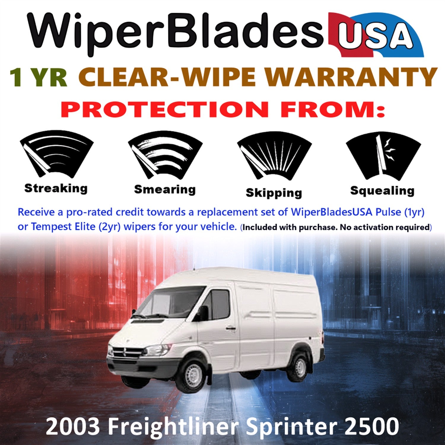 2003 Freightliner Sprinter 2500 Front Wiper blades Set Includes 1yr Wear Warranty & Free Delivery