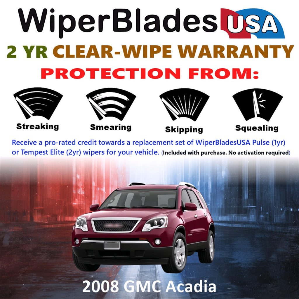 2008 GMC Acadia Front Wiper blades Set  Includes 2yr Wear Warranty & Free Delivery