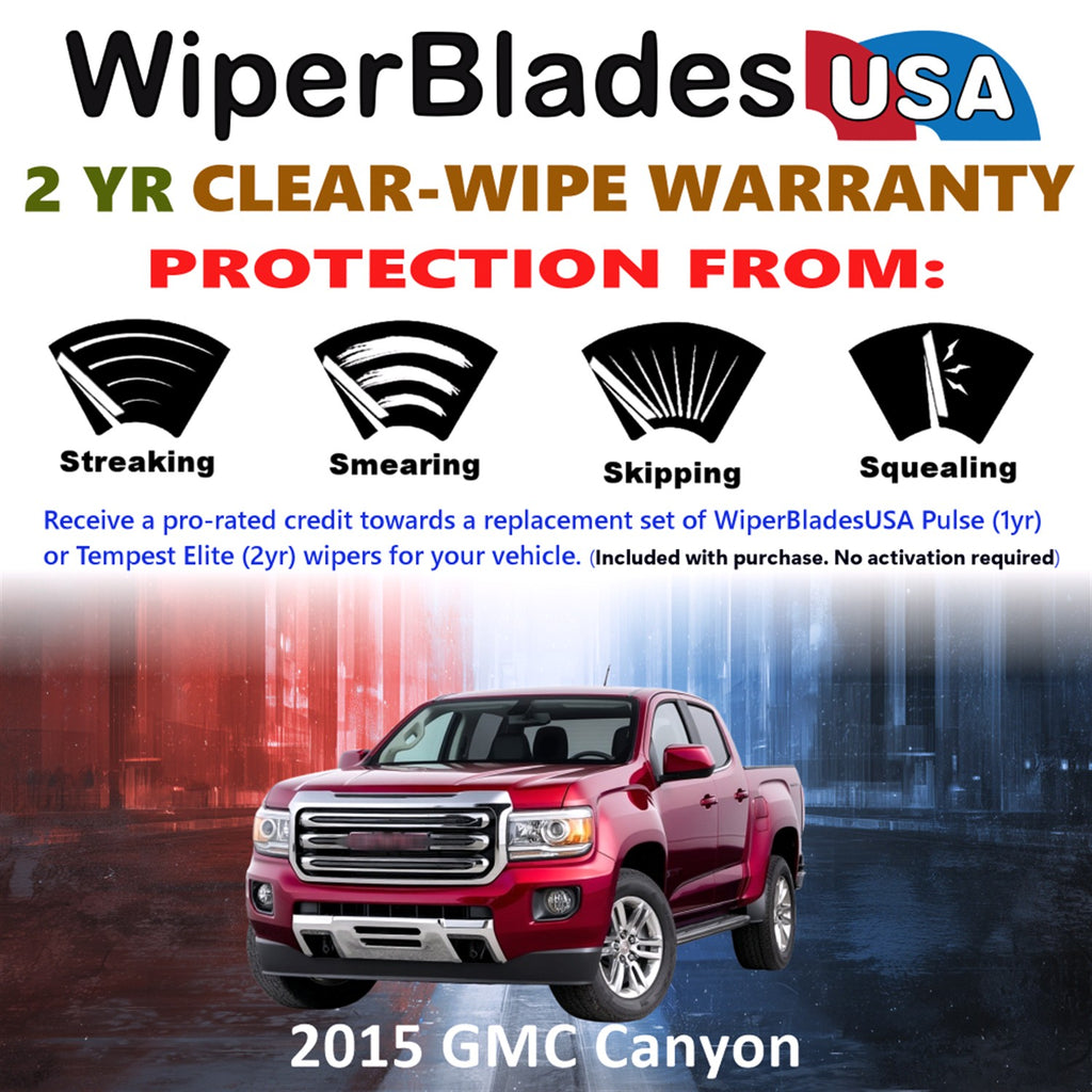 2015 GMC Canyon Front Wiper blades Set  Includes 2yr Wear Warranty & Free Delivery