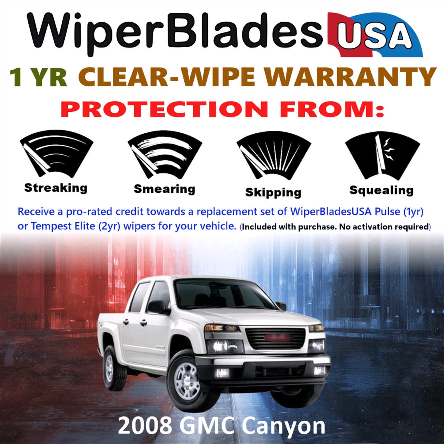2008 GMC Canyon Front Wiper blades Set Includes 1yr Wear Warranty & Free Delivery