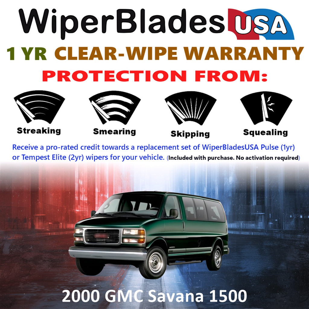 2000 GMC Savana 1500 Front Wiper blades Set Includes 1yr Wear Warranty & Free Delivery