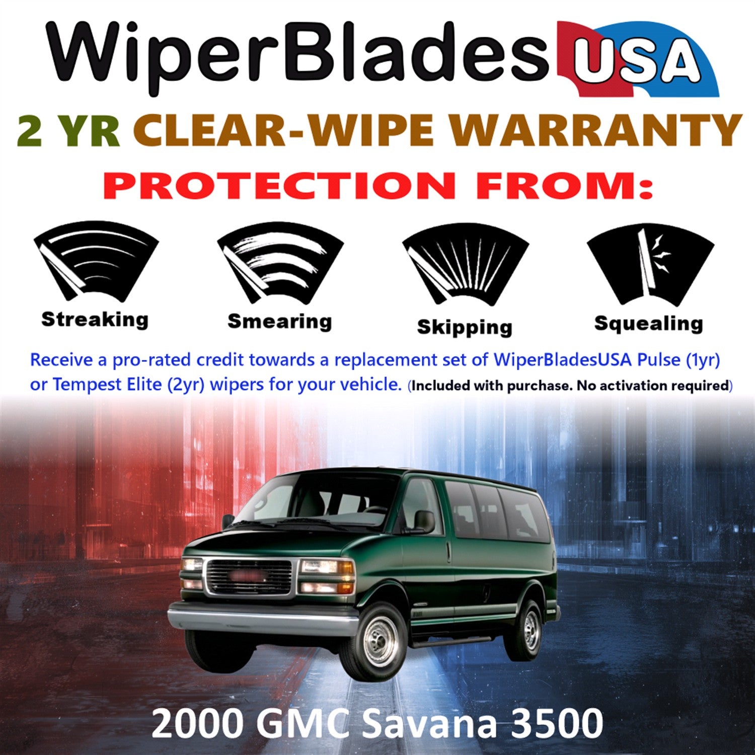 2000 GMC Savana 3500 Front Wiper blades Set  Includes 2yr Wear Warranty & Free Delivery