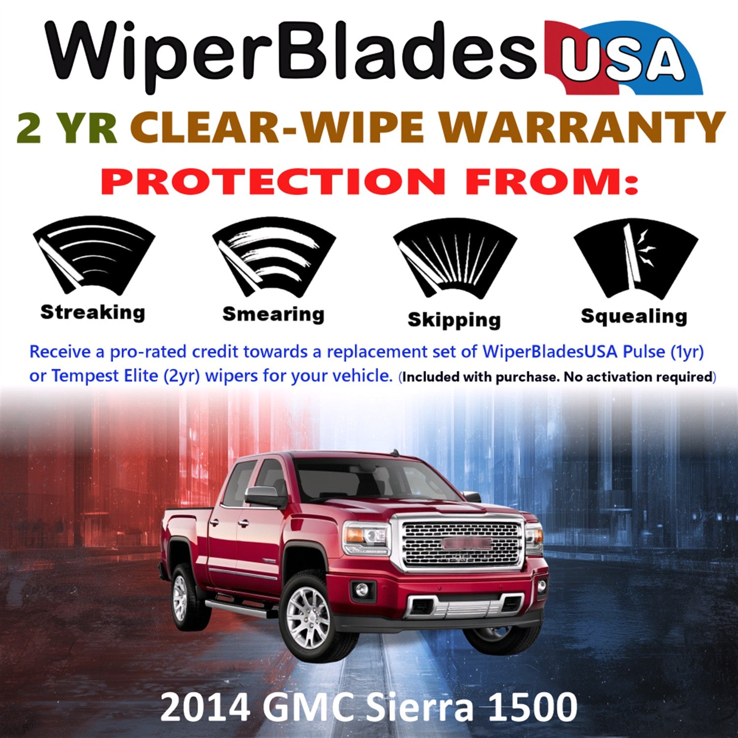 2014 GMC Sierra 1500 Front Wiper blades Set  Includes 2yr Wear Warranty & Free Delivery