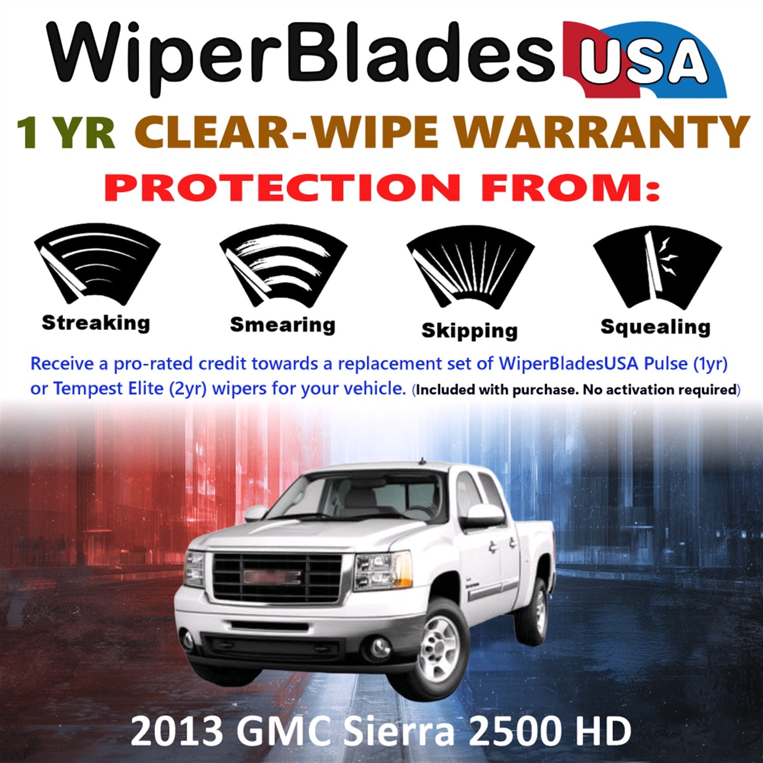 2013 GMC Sierra 2500 HD Front Wiper blades Set Includes 1yr Wear Warranty & Free Delivery