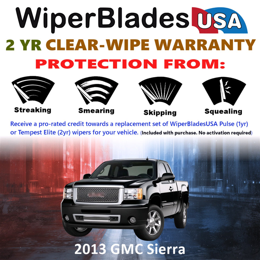 2013 GMC Sierra Front Wiper blades Set  Includes 2yr Wear Warranty & Free Delivery