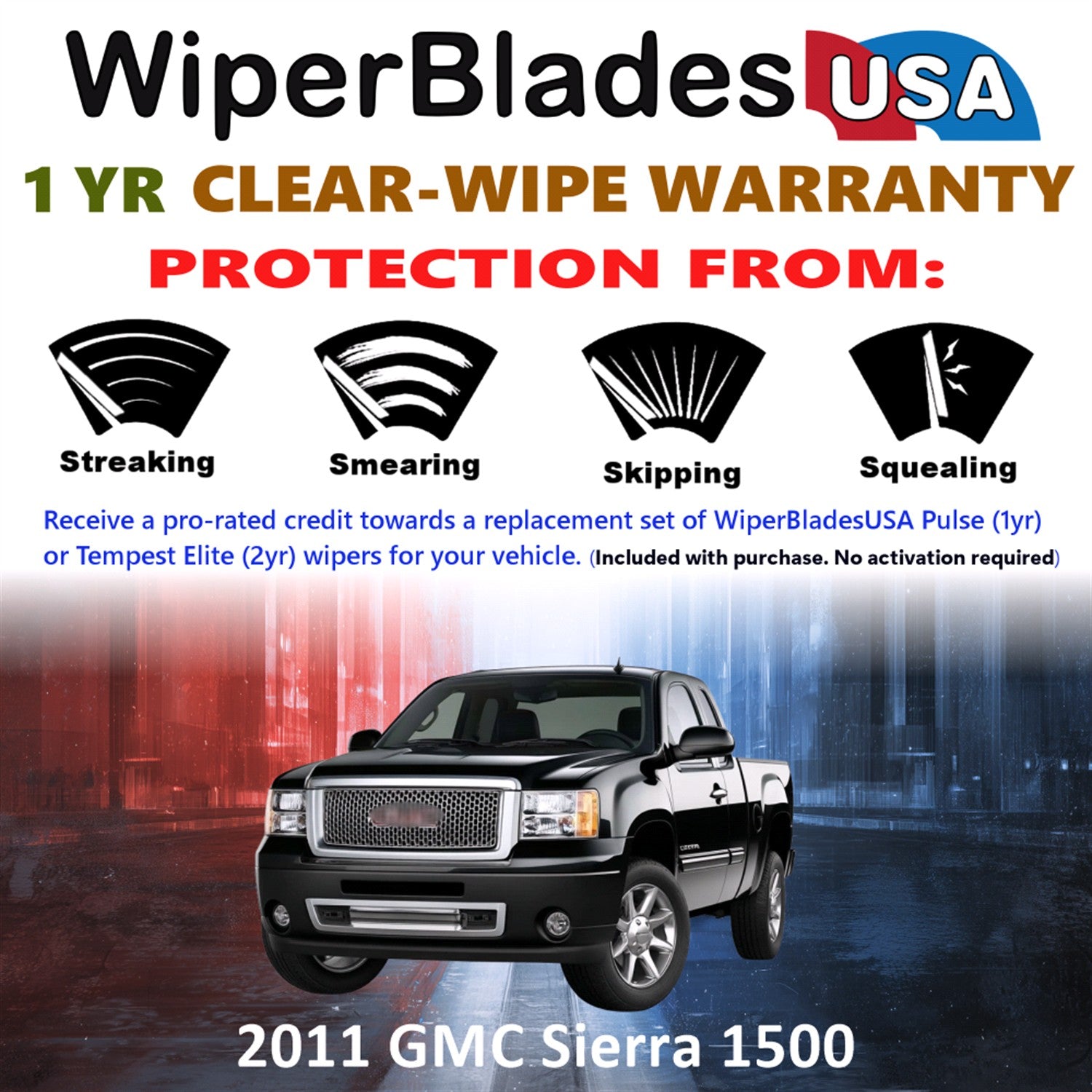 2011 GMC Sierra 1500 Front Wiper blades Set Includes 1yr Wear Warranty & Free Delivery