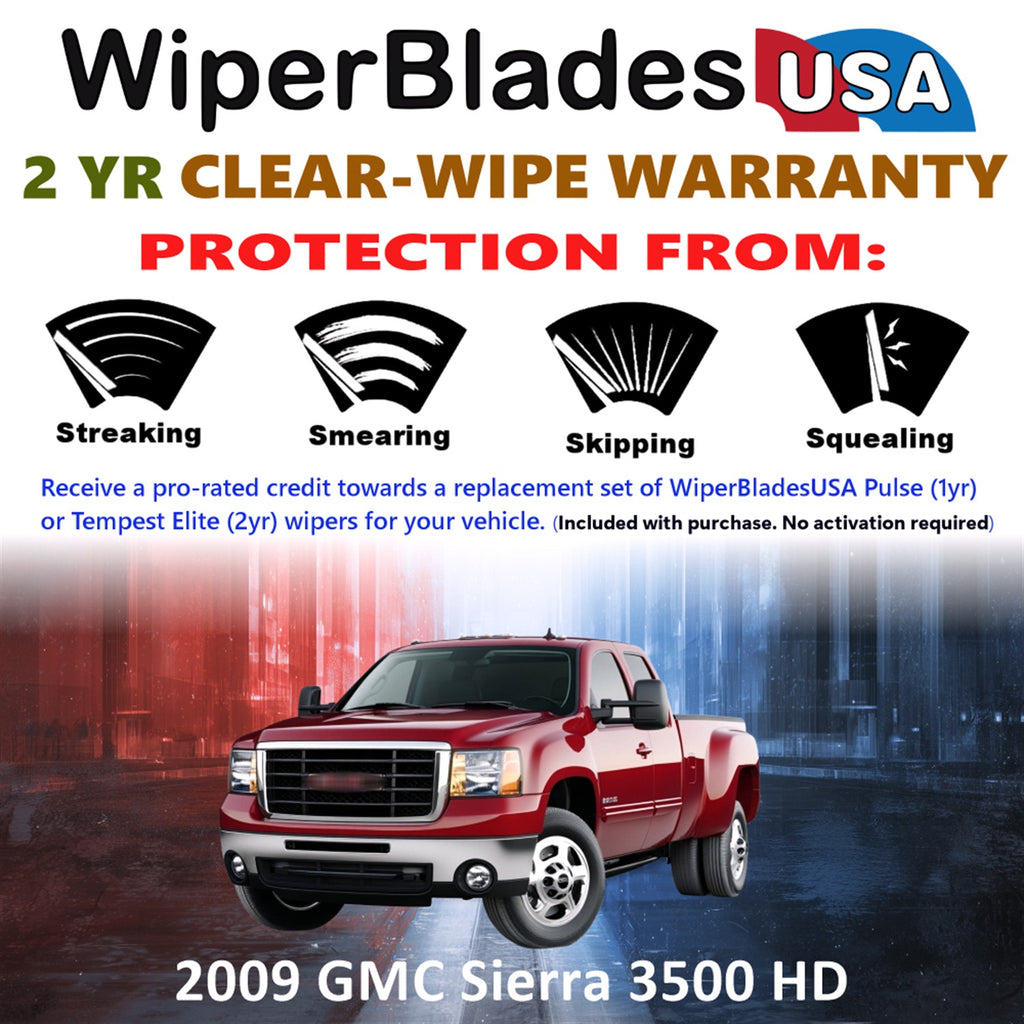 2009 GMC Sierra 3500 HD Front Wiper blades Set  Includes 2yr Wear Warranty & Free Delivery