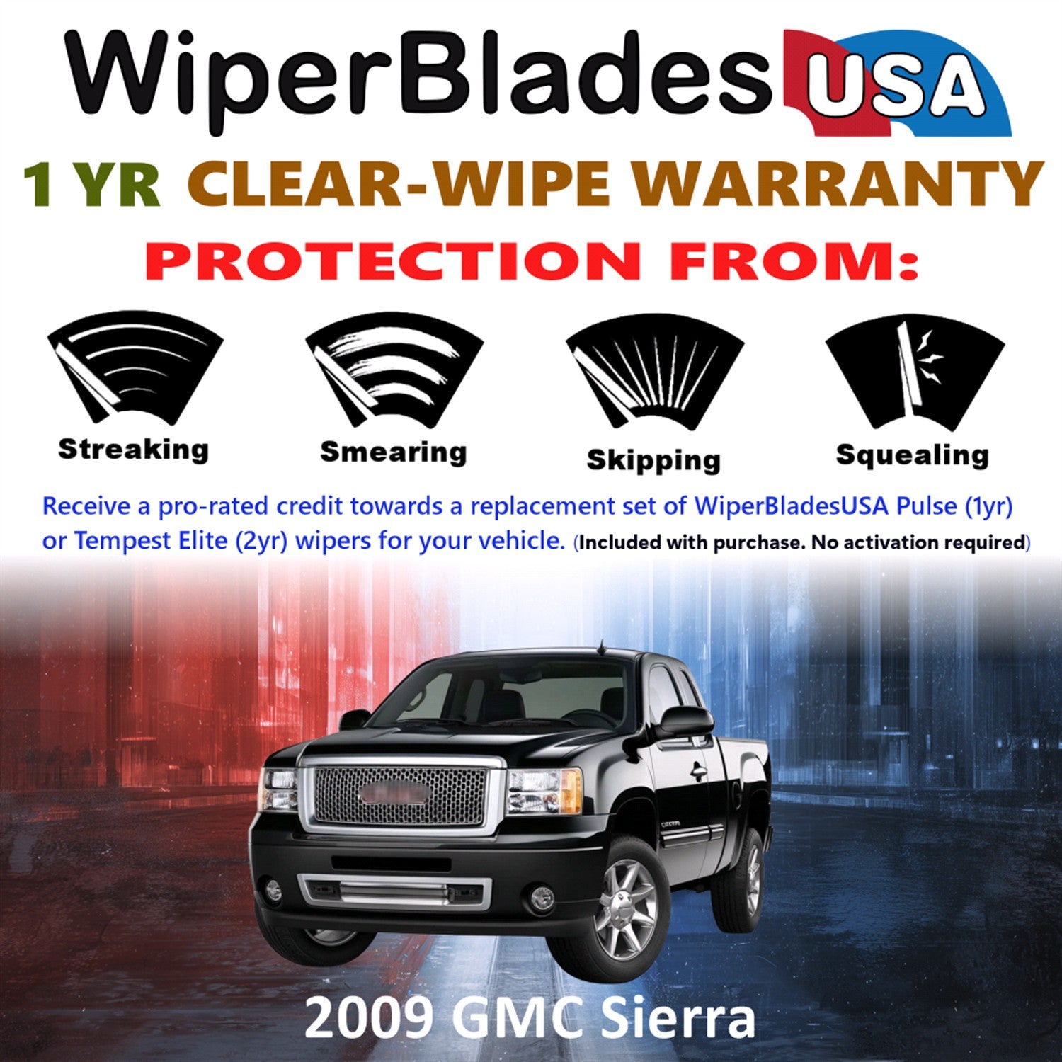 2009 GMC Sierra Front Wiper blades Set Includes 1yr Wear Warranty & Free Delivery