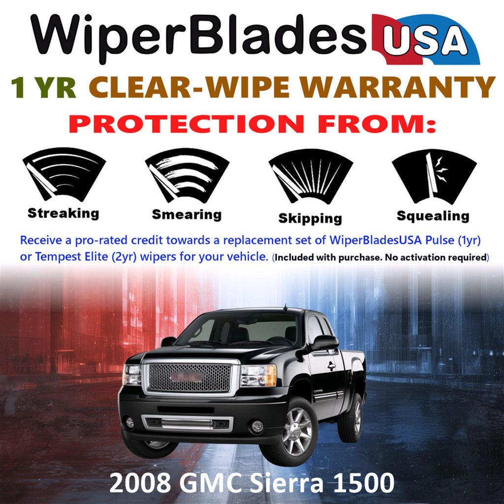 2008 GMC Sierra 1500 Front Wiper blades Set Includes 1yr Wear Warranty & Free Delivery