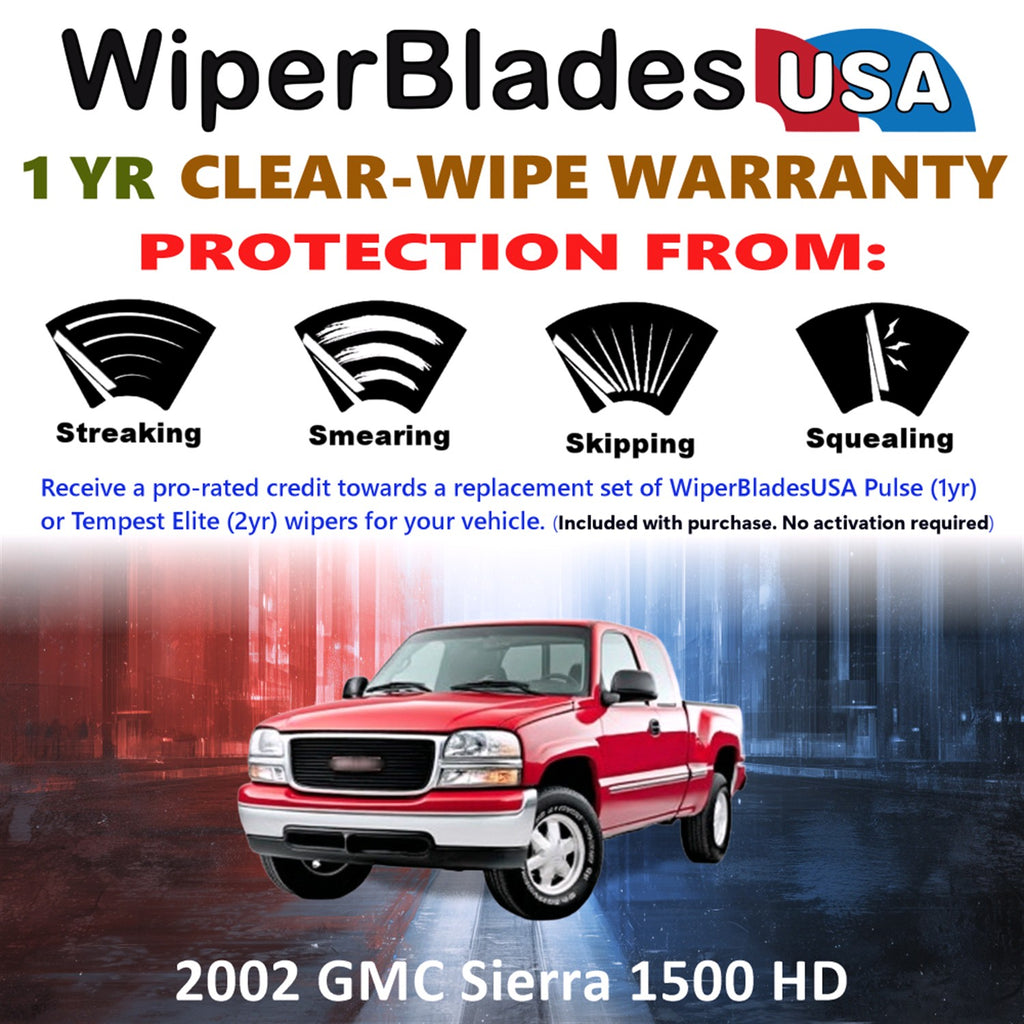 2002 GMC Sierra 1500 HD Front Wiper blades Set Includes 1yr Wear Warranty & Free Delivery