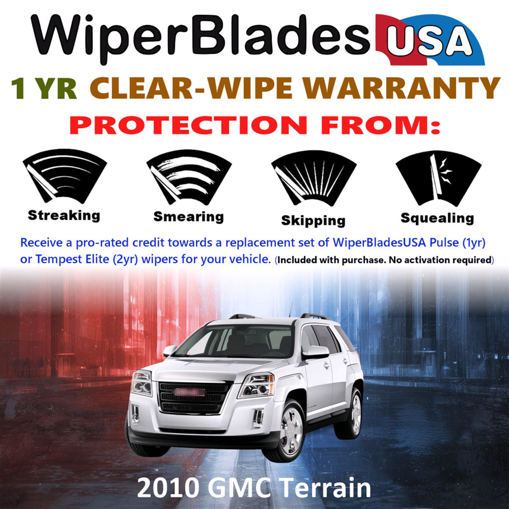 2010 GMC Terrain Front w/Rear Wiper blades Set Includes 1yr Wear Warranty & Free Delivery