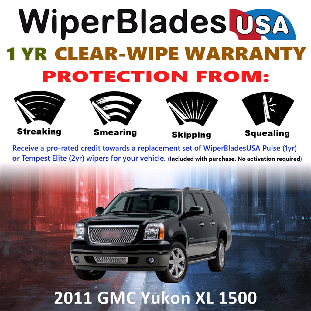 2011 GMC Yukon XL 1500 Front Wiper blades Set Includes 1yr Wear Warranty & Free Delivery