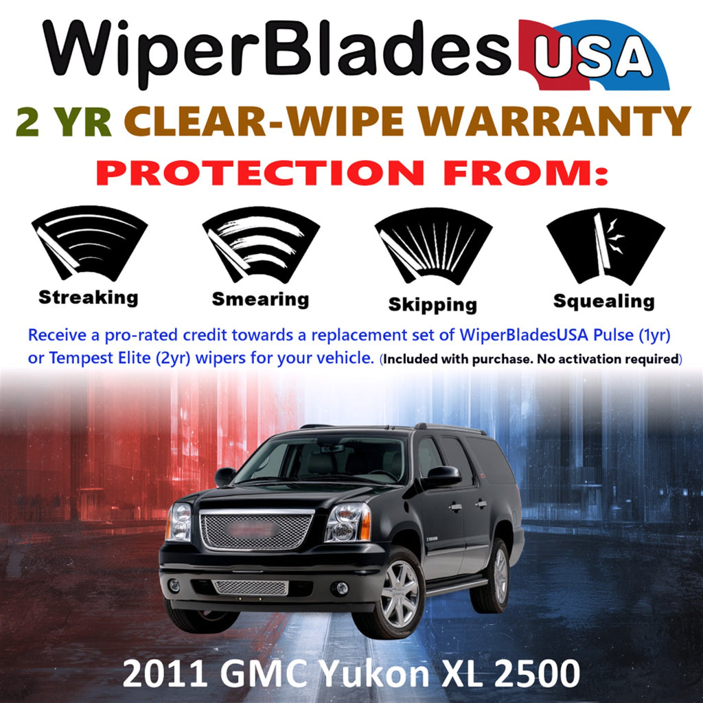2011 GMC Yukon XL 2500 Front w/Rear Wiper blades Set  Includes 2yr Wear Warranty & Free Delivery