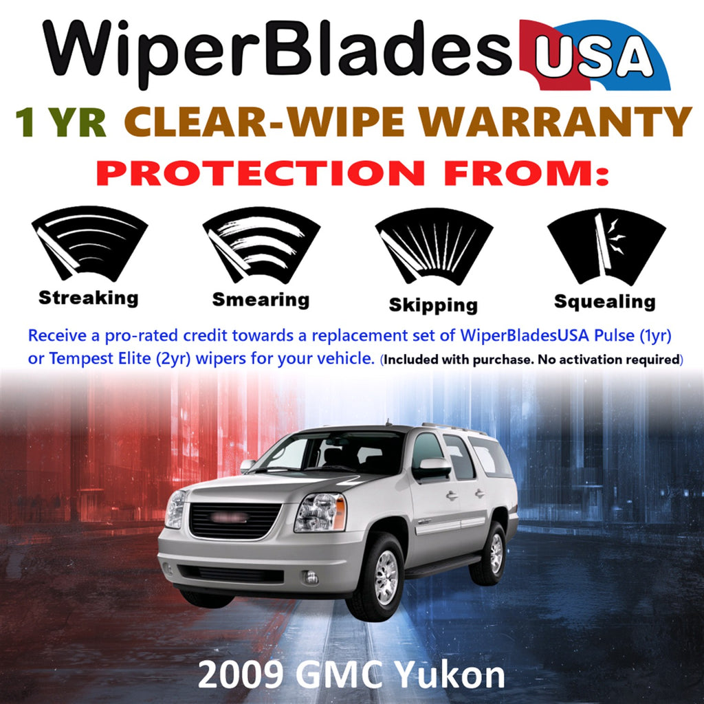 2009 GMC Yukon Front Wiper blades Set Includes 1yr Wear Warranty & Free Delivery