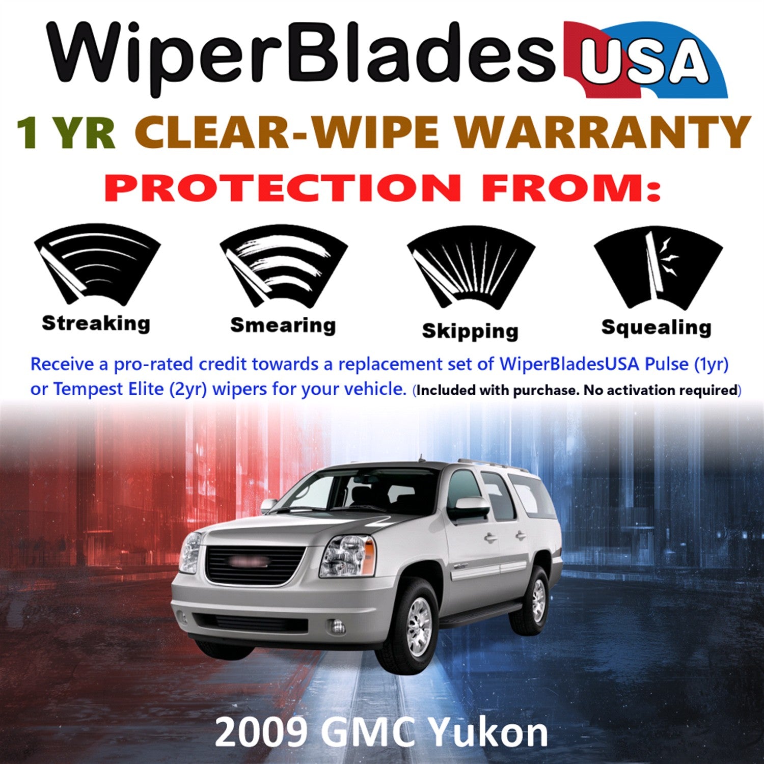 2009 GMC Yukon Front Wiper blades Set Includes 1yr Wear Warranty & Free Delivery