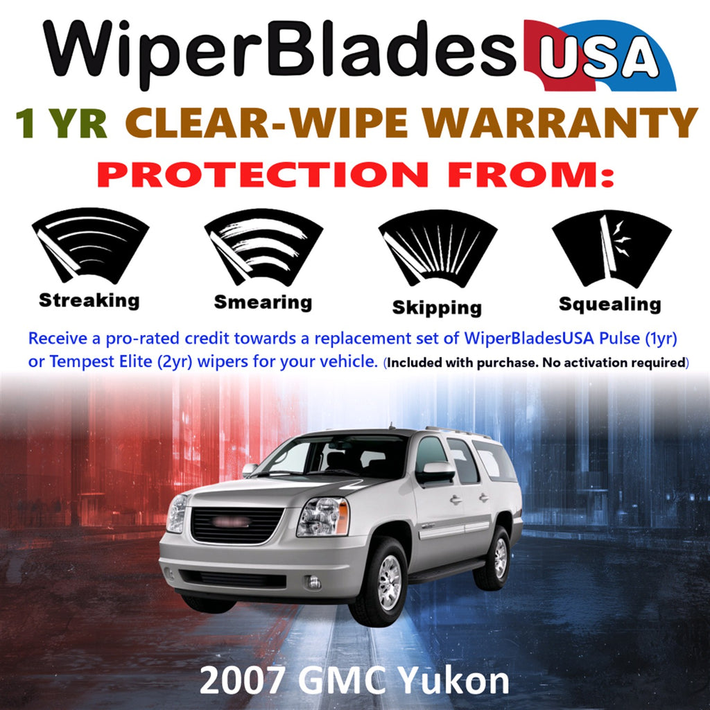 2007 GMC Yukon Front Wiper blades Set Includes 1yr Wear Warranty & Free Delivery