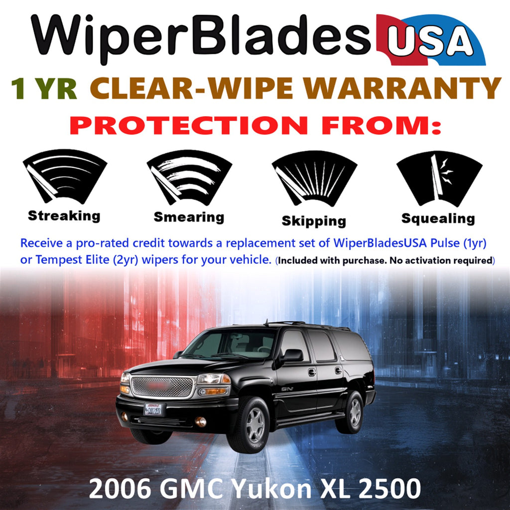 2006 GMC Yukon XL 2500 Front Wiper blades Set Includes 1yr Wear Warranty & Free Delivery