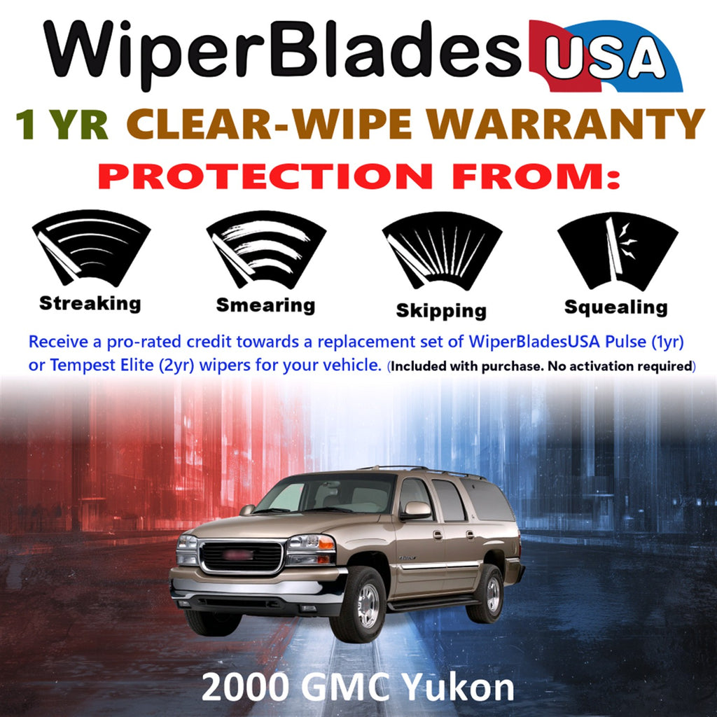 2000 GMC Yukon Front Wiper blades Set Includes 1yr Wear Warranty & Free Delivery