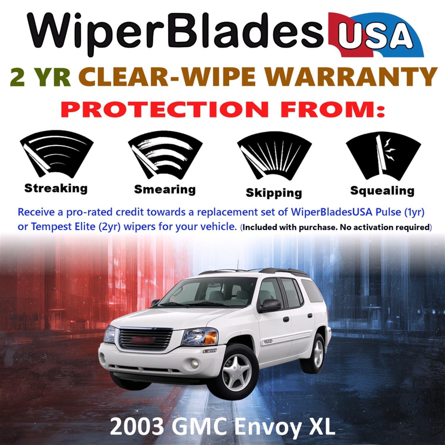 2003 GMC Envoy XL Front Wiper blades Set  Includes 2yr Wear Warranty & Free Delivery