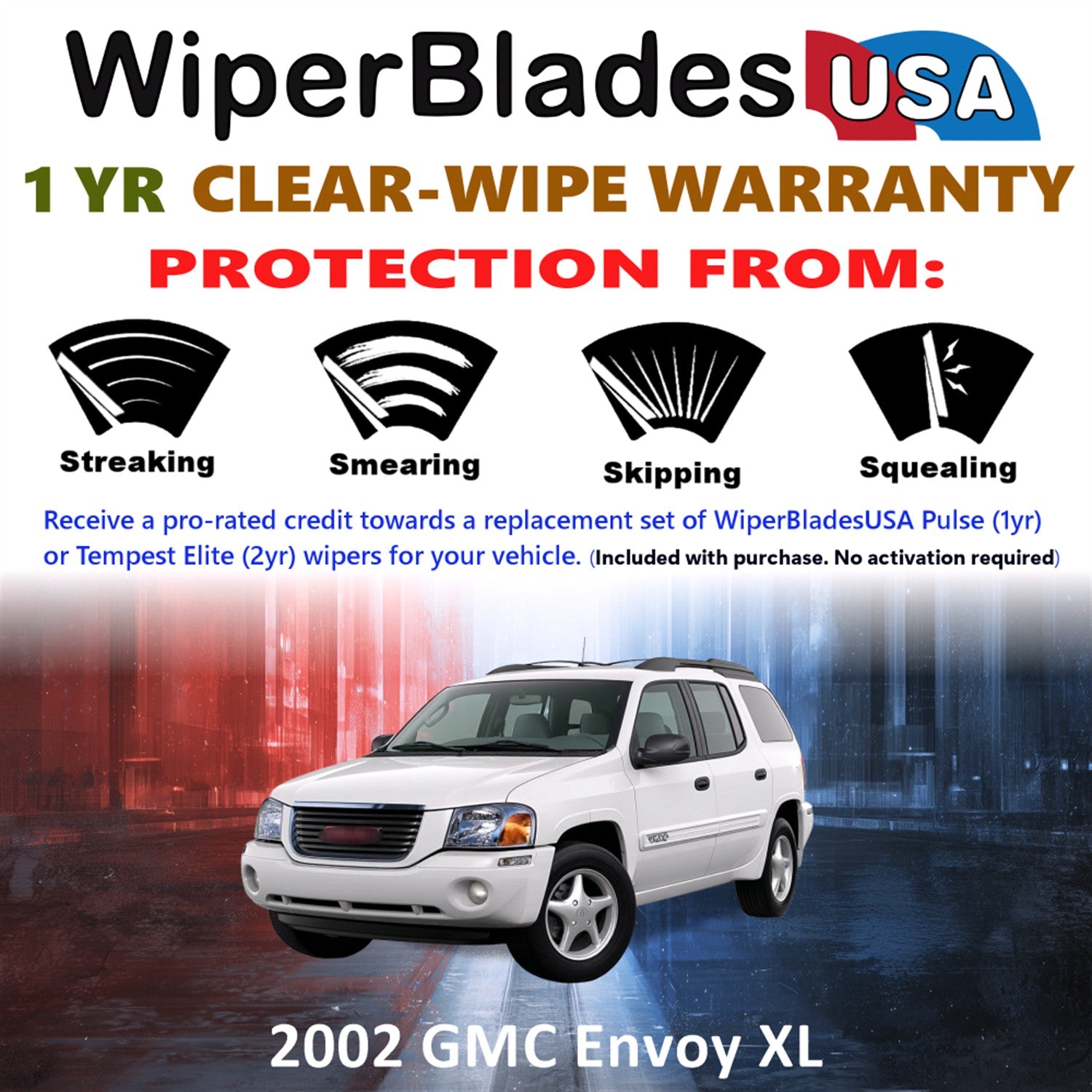 2002 GMC Envoy XL Front w/Rear Wiper blades Set Includes 1yr Wear Warranty & Free Delivery