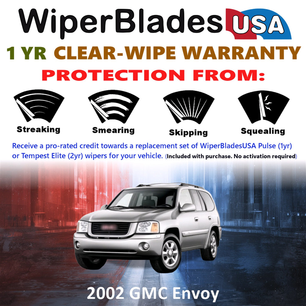 2002 GMC Envoy Front w/Rear Wiper blades Set Includes 1yr Wear Warranty & Free Delivery