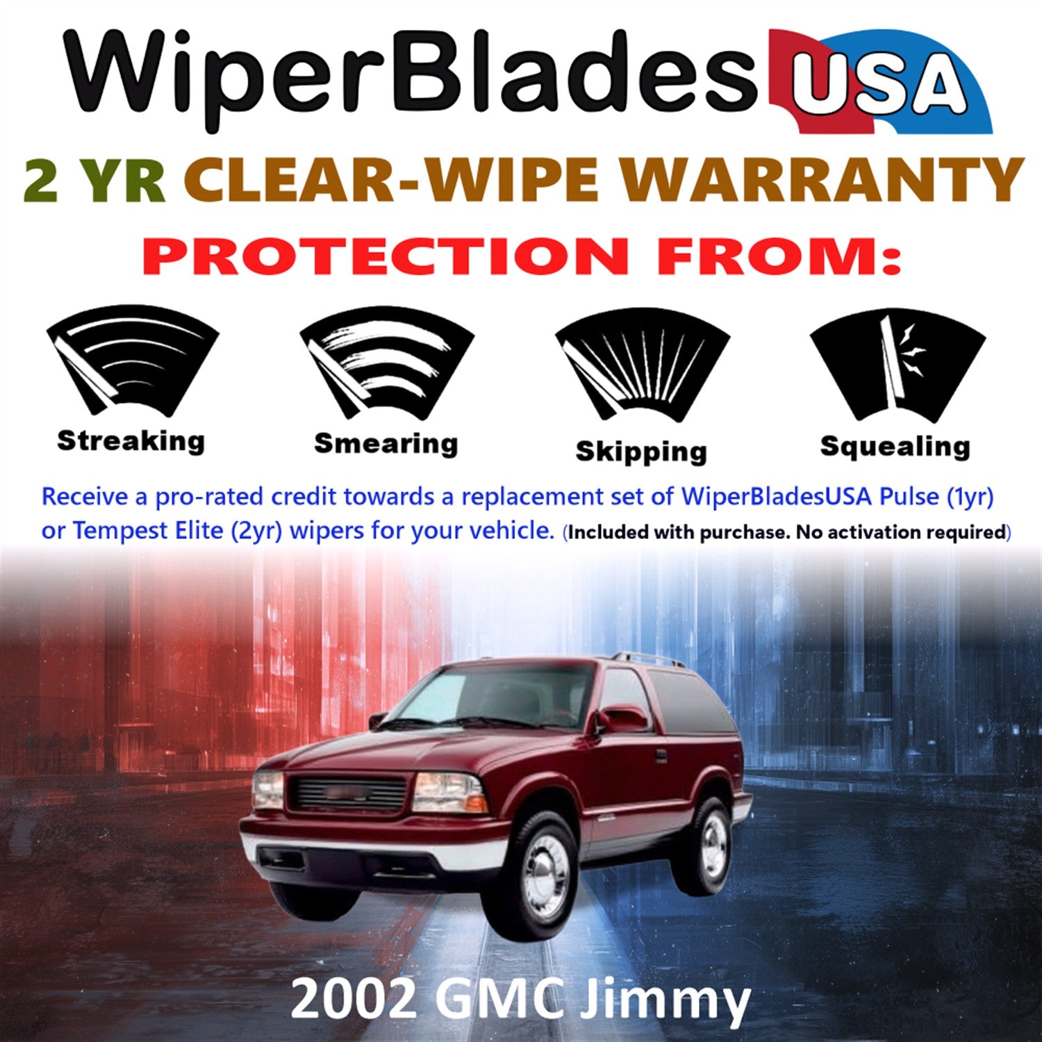 2002 GMC Jimmy Front Wiper blades Set  Includes 2yr Wear Warranty & Free Delivery