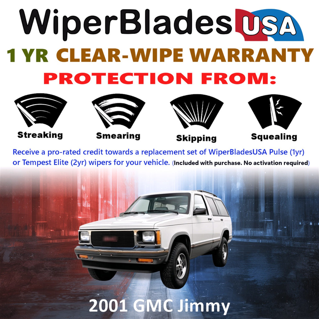 2001 GMC Jimmy Front w/Rear Wiper blades Set Includes 1yr Wear Warranty & Free Delivery