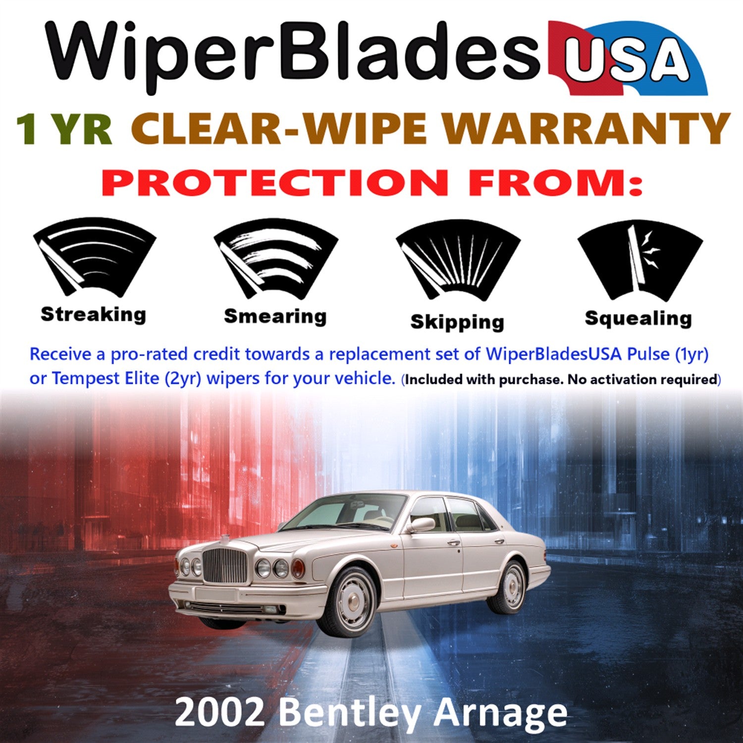 2002 Bentley Arnage Front Wiper blades Set Includes 1yr Wear Warranty & Free Delivery