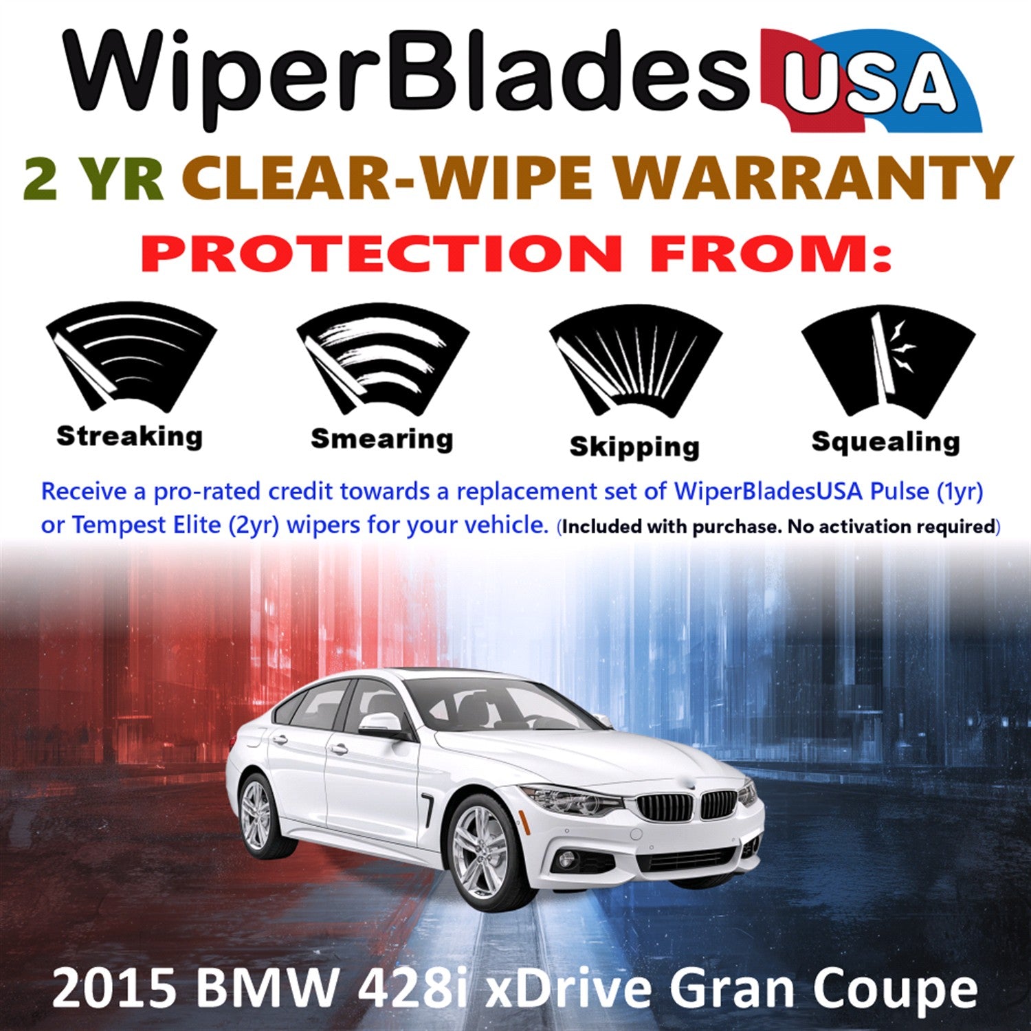 2015 BMW 428i xDrive Gran Coupe Front Wiper blades Set  Includes 2yr Wear Warranty & Free Delivery